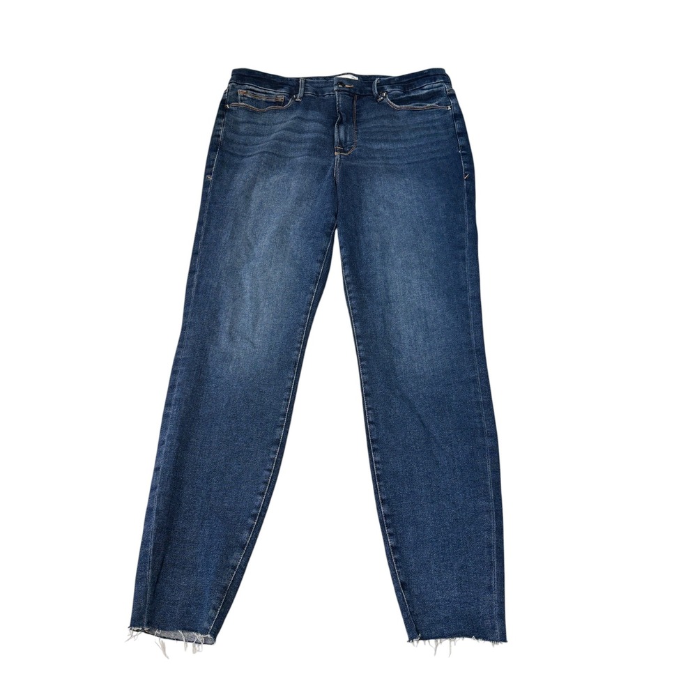 Good American‎ Good Legs Skinny Jeans Blue Raw Hem GLRH941CET Womens 16 W36 L29